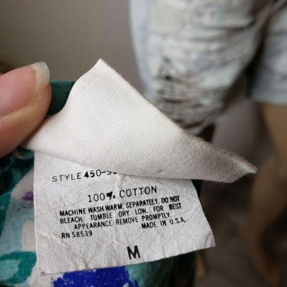 Vintage cotton retro Print Button-Up Cropped Sleeveless tank top medium 80s 90s - Picture 7 of 8